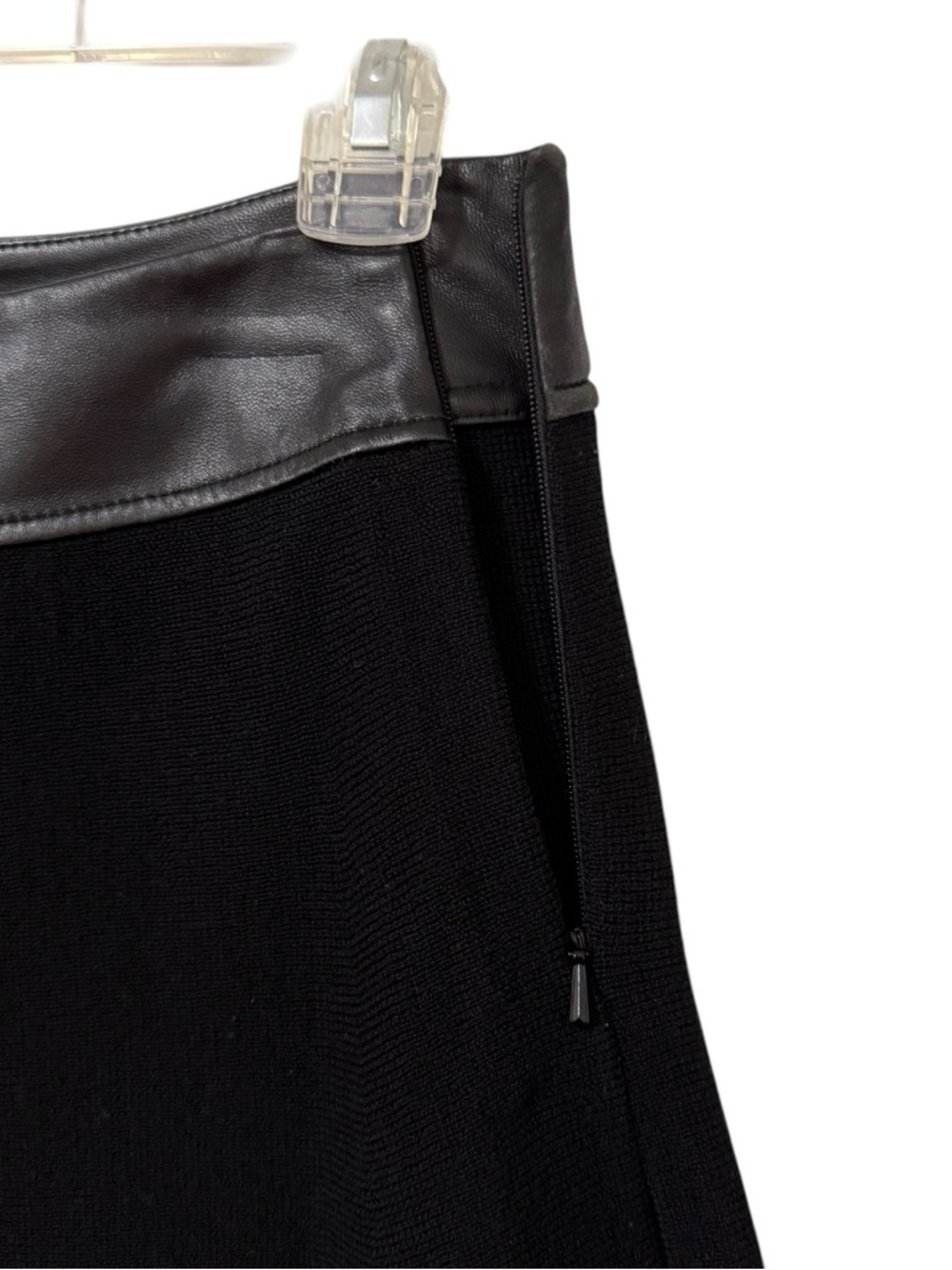 Theory Harmony Wool Knit Mini Skirt Lamb Leather Size P Black 90’s Office Siren - Picture 5 of 8